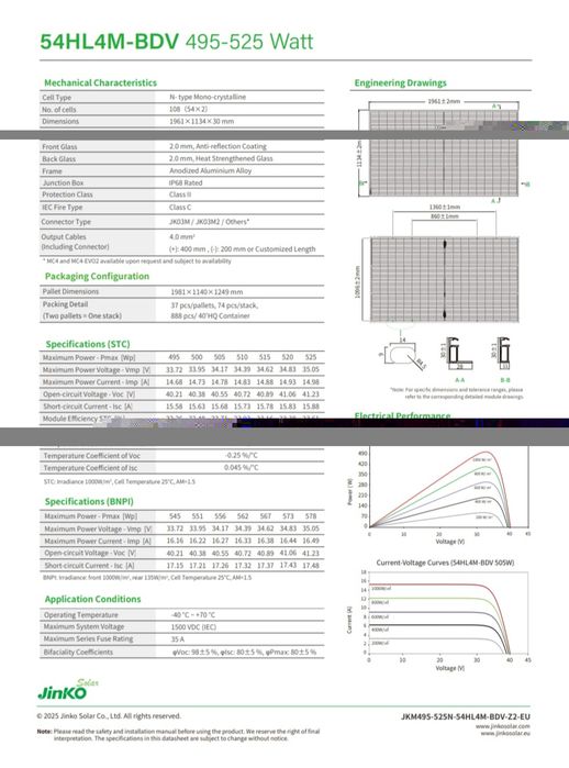 Jinko Solar 510W N-Type TOPCon Panou Solar Fotovoltaic