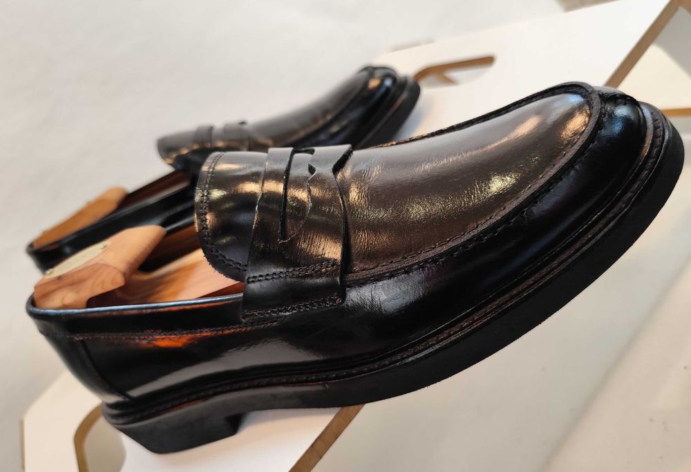Pantofi loafer 39 40 penny Cueria NOI piele naturala negru lucios