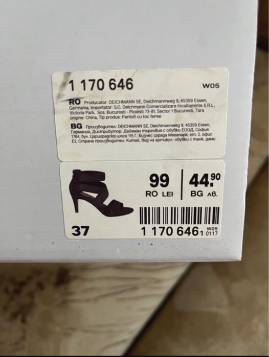 Sandale cu toc negre Graceland