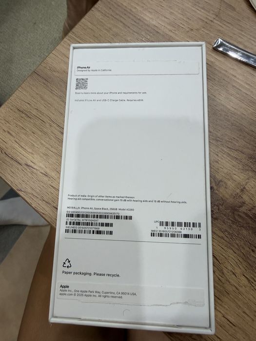 Iphone Air, Space Black, 256GB