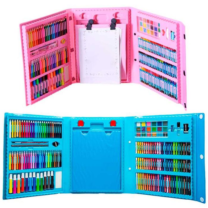 ПРОМОЦИЯ! Детски комплект за рисуване в куфар от 208 части,  Син/Розов