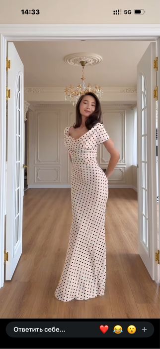Платье в горошек, размер 44, надето 1 раз