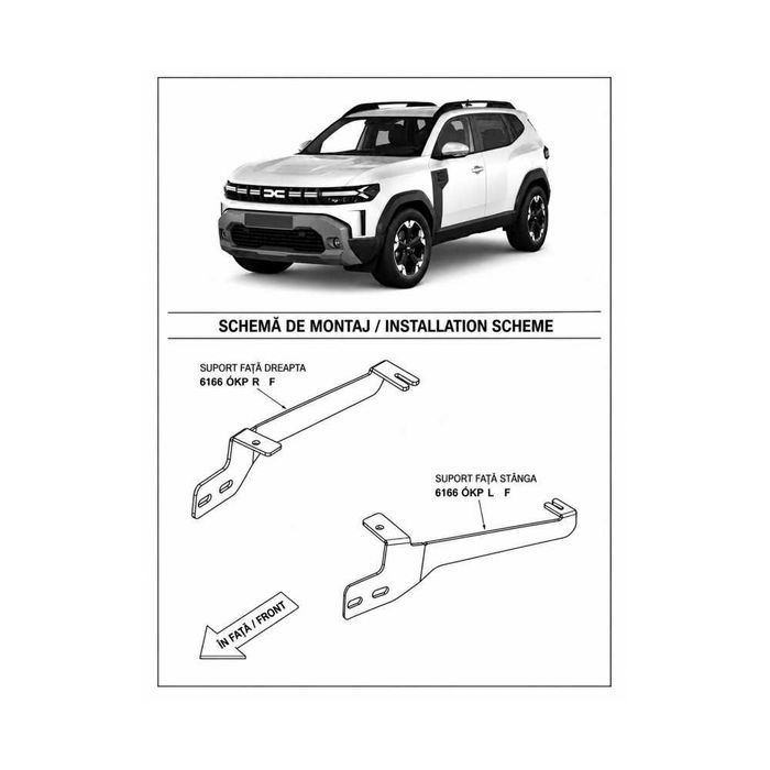 Bullbar auto fata negru mat compatibil Dacia Duster III 2024-> cu kit montaj Cod: 6166D3