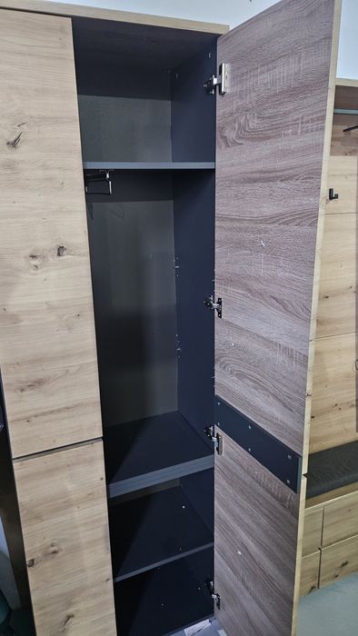 Cuier din 3 piese cu led (pantofar/șezut, cuier cu oglinda , dulap)