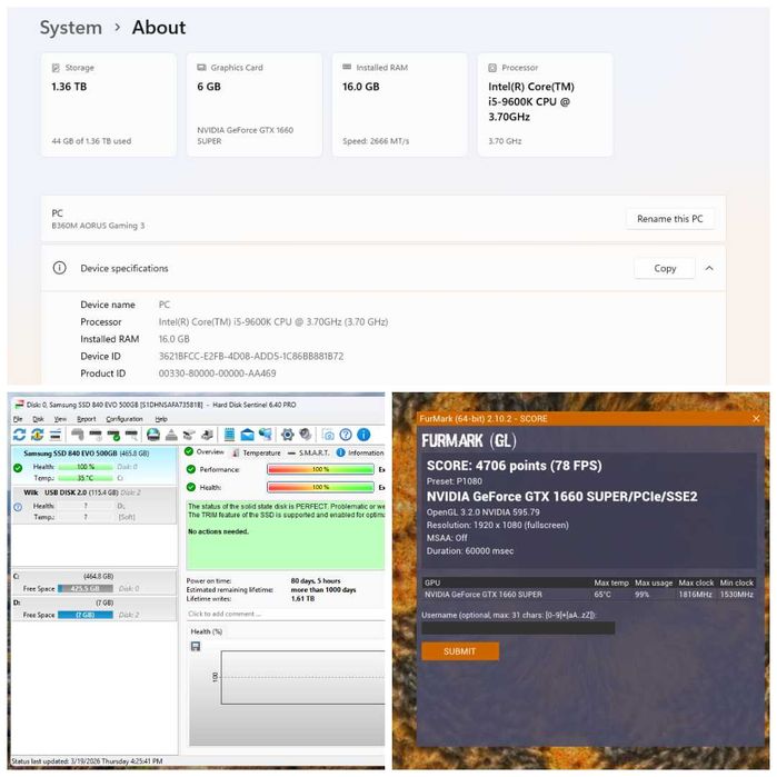 Calculator / PC Gaming / Setup – i5 9600K + GTX 1660 Super + Cadou