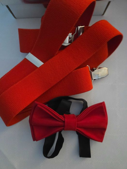 Papion + bretele rosii barbat