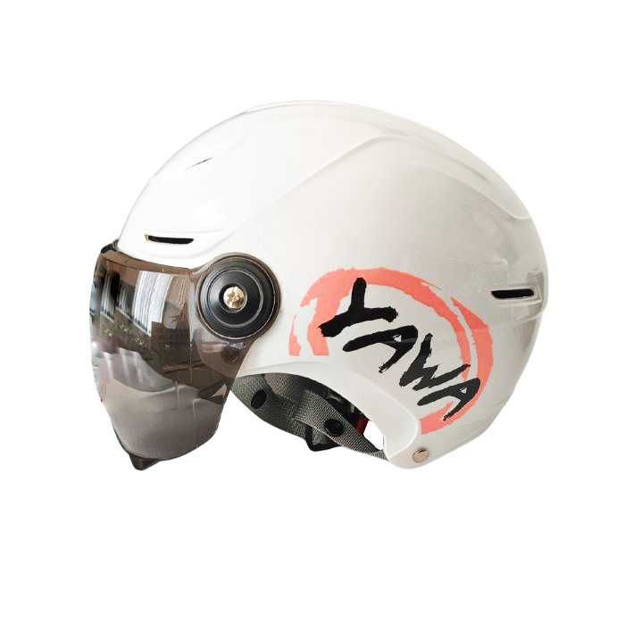 Каска за скутер с тъмен  визьор - Yawa white gloss