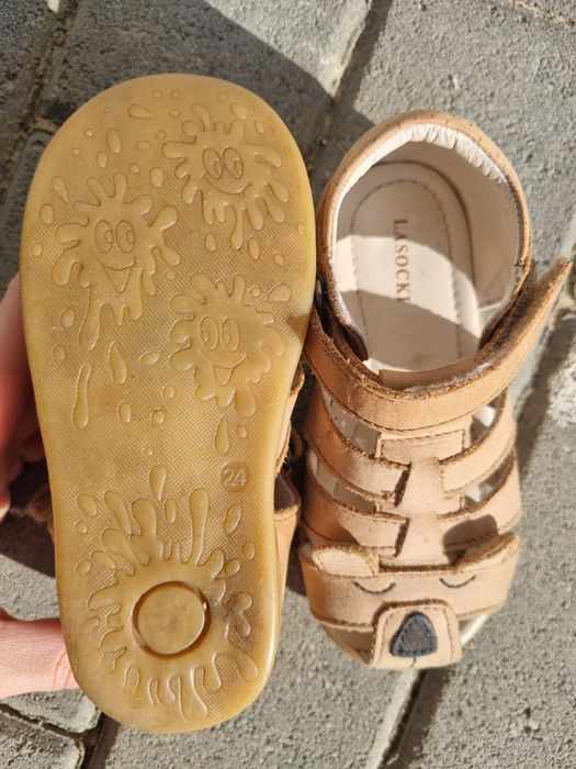 Sandale fete D.D. step de piele roz + sandale Lasocki maro -mărimea 25