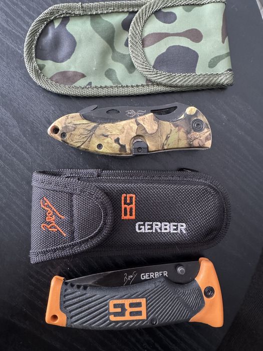 Лот ловни ножове и Opinel, Gerber Bear Grylls + подарък кожен портфейл