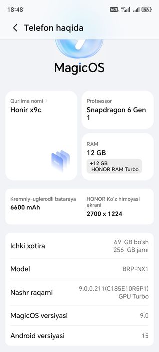 Honor x9c 5g 12/256