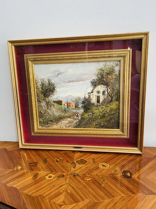 Tablou Vintage Pictura Ulei pe Panza Semnat Rama Lemn