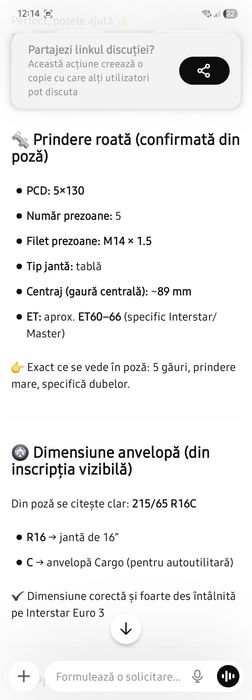 Nissan interstar motor 2.5 euro3,anvelope MS 215/65R16C