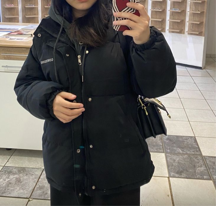 Куртка с имитацией капюшона зип кофты