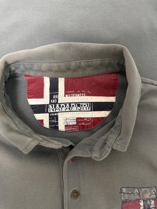 Napapijri Polo gri din bumbac 100% – mărimea L – original