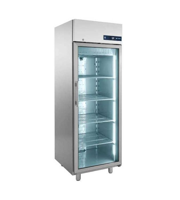 Хладилен шкаф от неръждаема стомана, с една стъклена врата