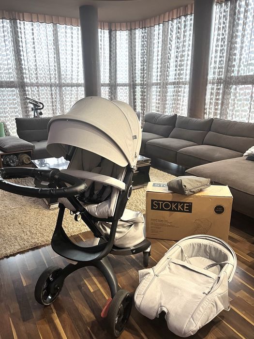 Детска количка Stokke Xplory V5 / Черно шаси / Light Grey Melange