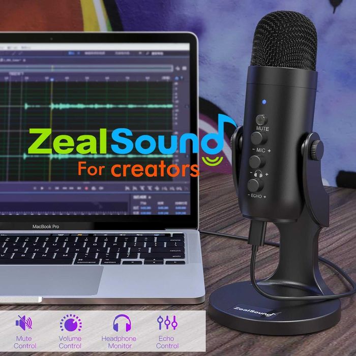 Microfon Podcast ZealSound K66 USB PC iPhone Android Gaming Nou