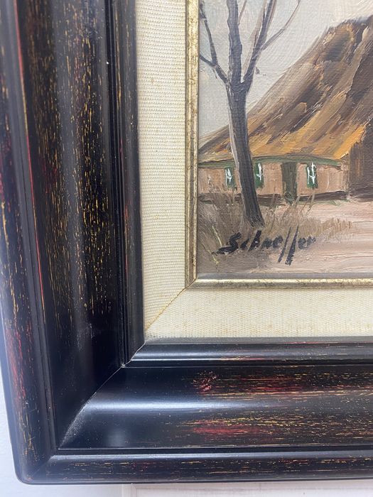 Стара немска картина масло върху платно