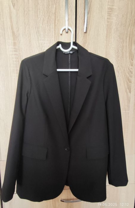 Пиджак черный, стильный, 44 размер
