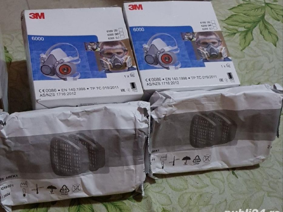 Mască de protecție 3M completa pentru munca Praf fum gaze chimicale lacuri vopsele mirosuri Original 3M Polonia , 150 lei  masca filtre prefiltre cap