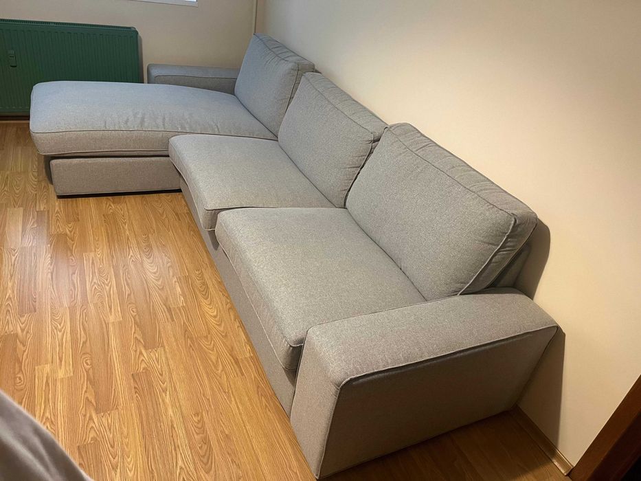 Canapea coltar modulara, gri deschis, spuma.