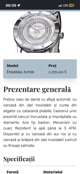 Ceas versace diamante