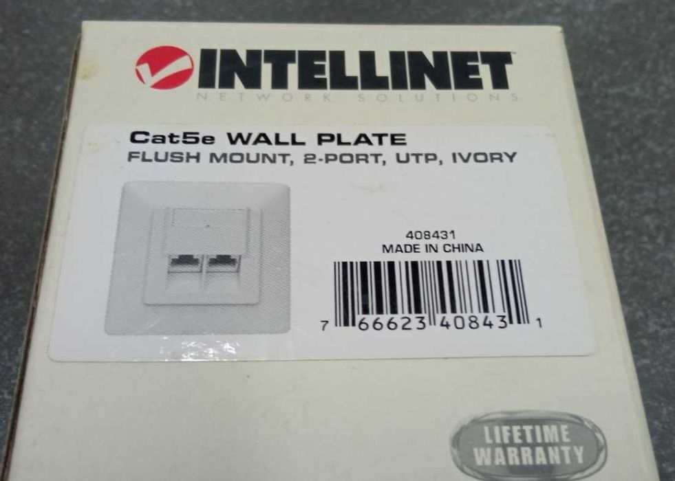 Двойна стенна розетка Intellinet Cat5e, UTP, мрежа - 4 броя