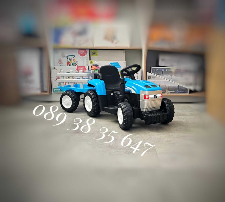 ТОП ЦЕНА!НОВО!Акумулаторен трактор с ремарке Dallas BLUE с 12V батерия