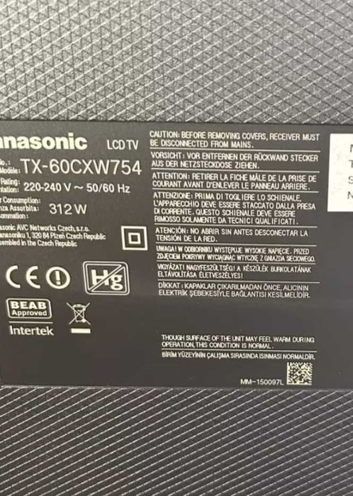 Panasonic TX-60CXW754 60'' 4K Ultra HD Smart TV-НЕРАЗЛИЧИМ ОТ НОВ!