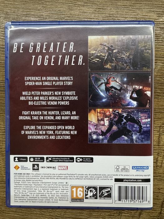 Диск PS5 человек паук 2 часть