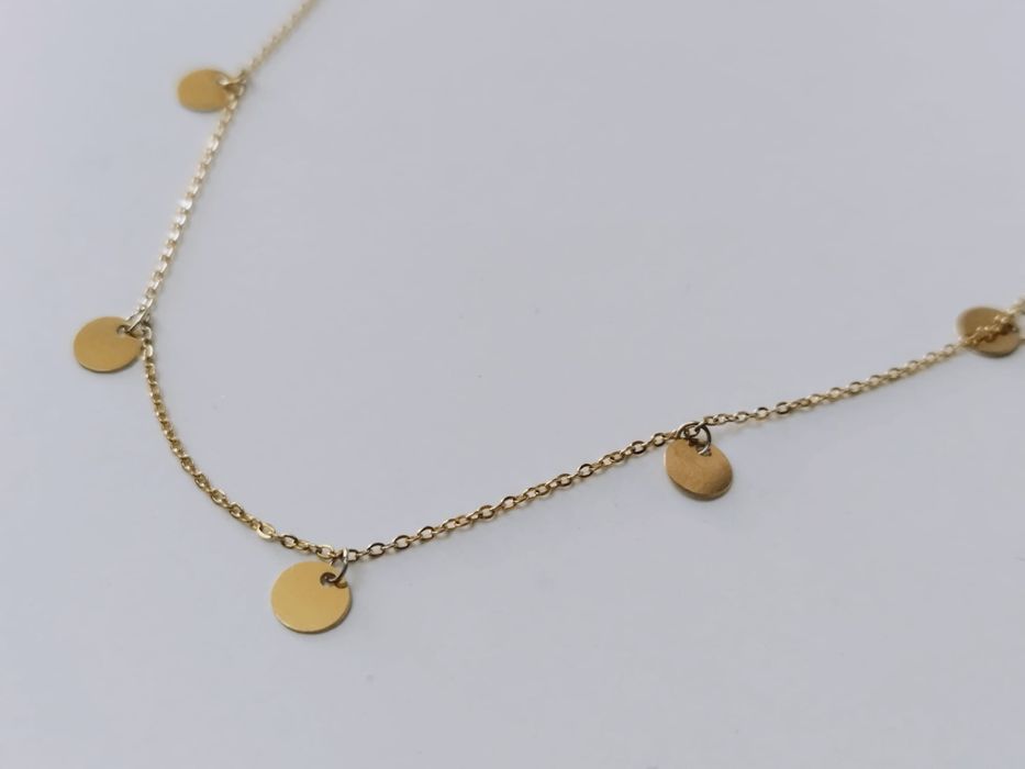 Colier din otel inoxidabil, placat cu aur, pandative banuti