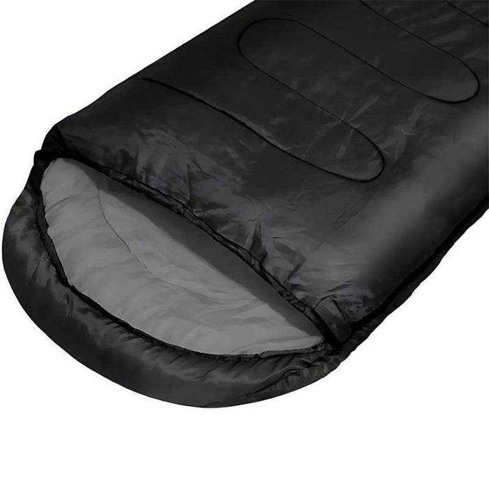 Спален чувал за къмпинг, пътувания, лек и компактен, черен