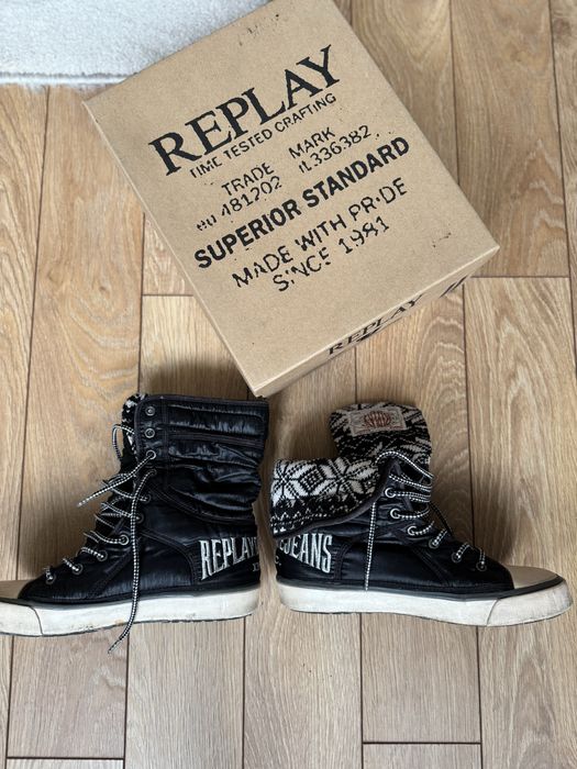 Replay водоустойчиви кецове боти черни с каракул 37 номер топли