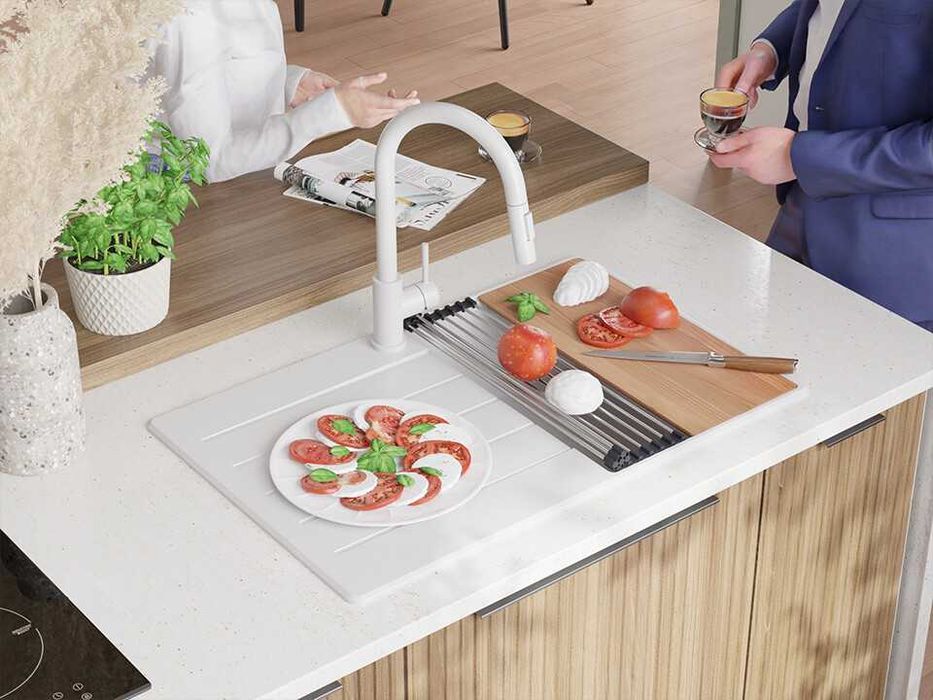 Кухненска Мивка от Гранит модел Копенхаген 900 x 500 Supreme - бял