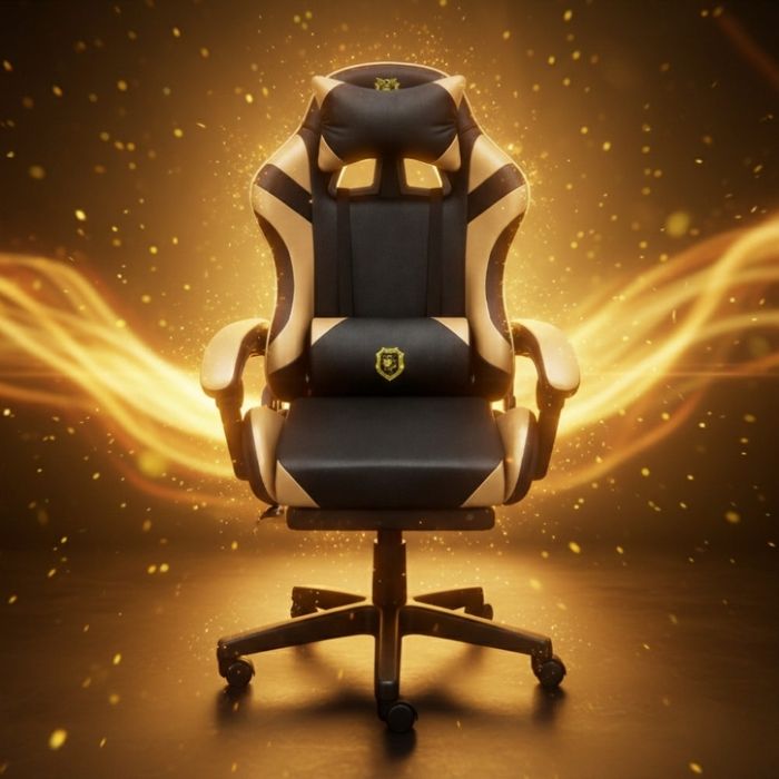 Геймърски стол с масажна функция и лумбална възглавница