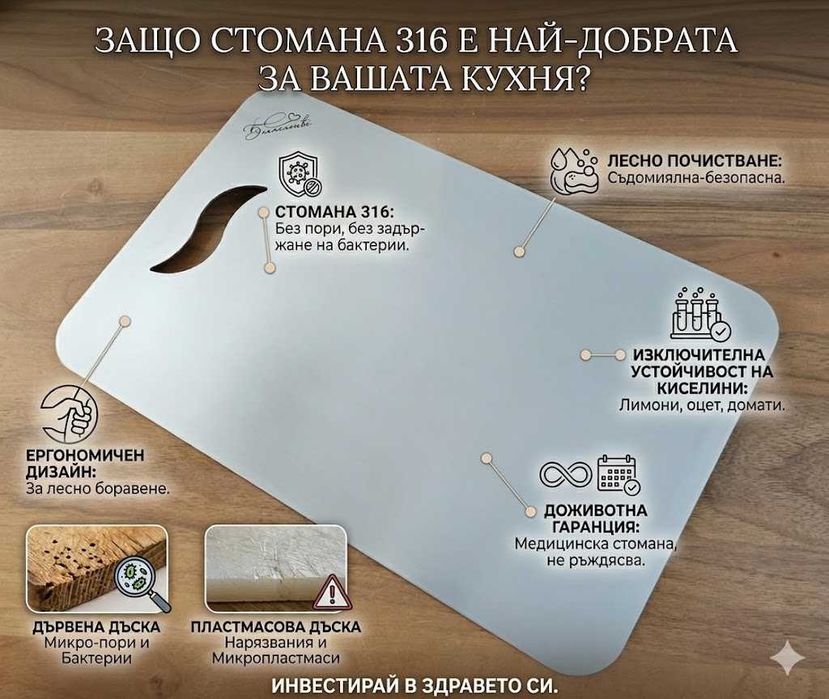 Персонализирана дъска за рязане от неръждаема стомана