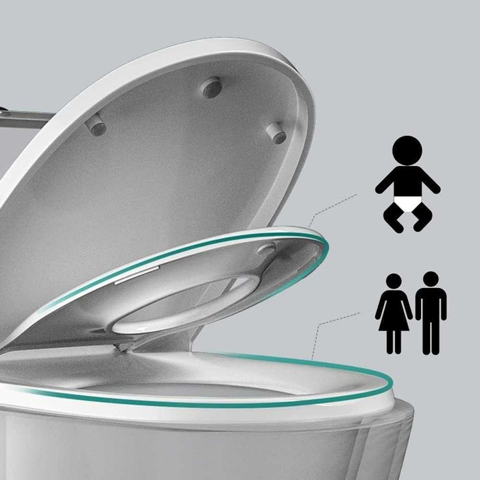 Capac WC cu reductor prindere magnetica, copii/adulti, inchidere lenta