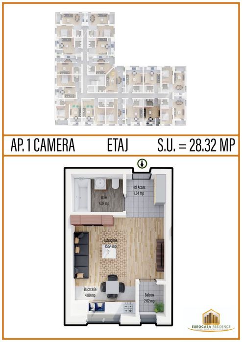 Garsoniera semidecomandata,Eurocasa Residence, Militari Residence — fotografia 1