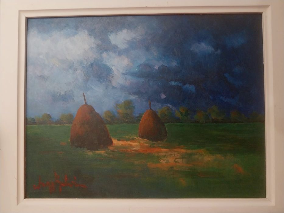 Pictură „Furtună”,  pictură veche, ulei pe placaj, sub influența Școlii de la Baia Mare