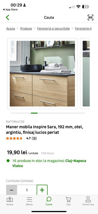 17 Manere mobila de 27 cm inspire Sara otel argintiu lucios periat