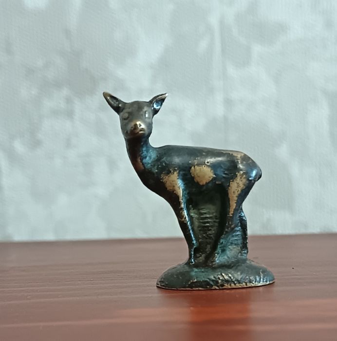 Стара антикварна бронзова фигурка елен. Рядка находка