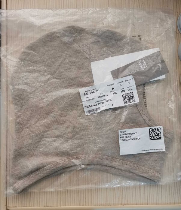 Cagula-Capison H&M lână 100%, nou 50-56 cm