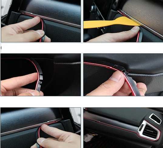 Декоратина лайсна за интериор на автомобил - 5 метра/5 цвята.