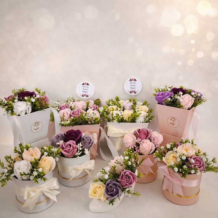 Луксозна кутия със сапунени рози