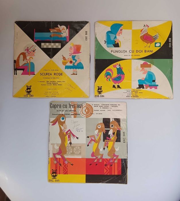 Disc Vinil ,Punguța cu doi bani, Scufita rosie, Capra cu trei iezi,placa pik-up,placi