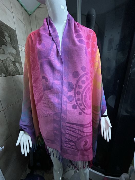 Esarfa premium cu franjuri, casmir si bumbac