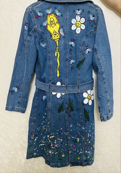 Продам тренч плащ джинсовый с принтом, итальянское