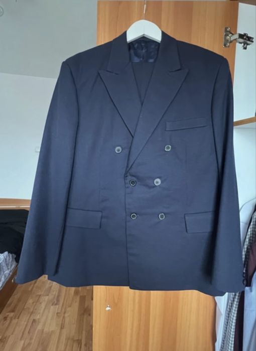 Costum clasic din stofa, bleumarin