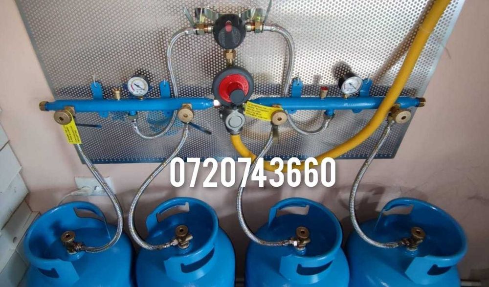 Kit complet cu 4 butelii GPL 50L pt racordare la centrala termica