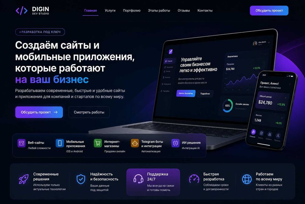 Разрабатываем сайты и мобильные приложения для роста вашего бизнеса